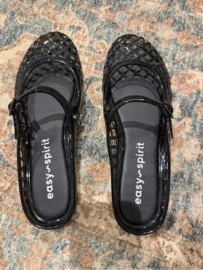 Easy Spirit Black Woven Jelly Mary Jane Flats